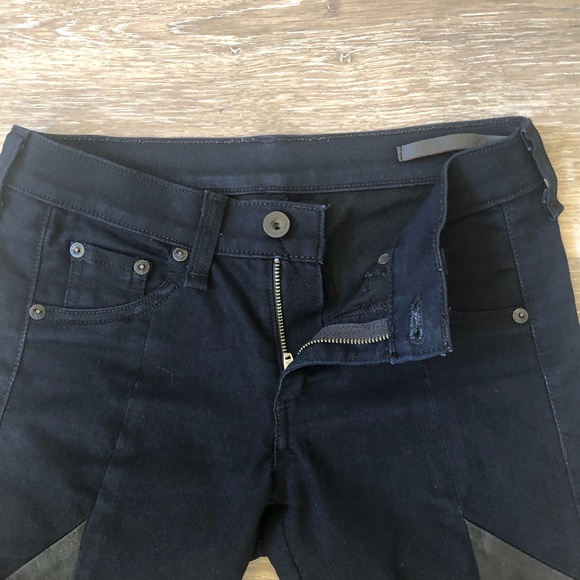 🎉2xHP🎉 Rag & Bone Midnight Leather Trim Skinny Jeans - Picture 7 of 13
